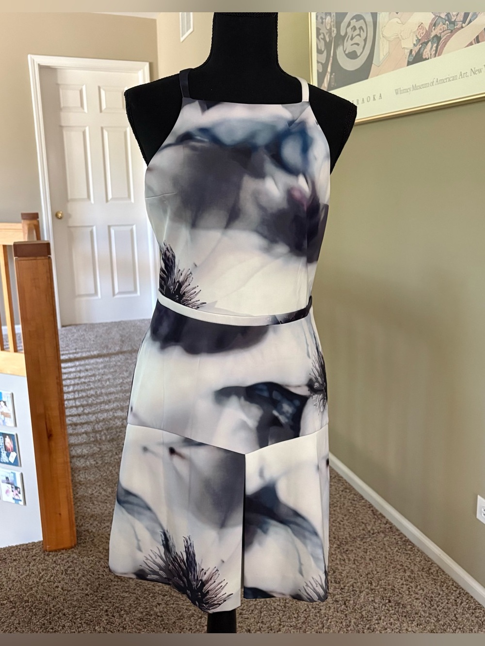 Ministry of Supply Sleeveless Dress Contemporary White Grey Purple Watercolor